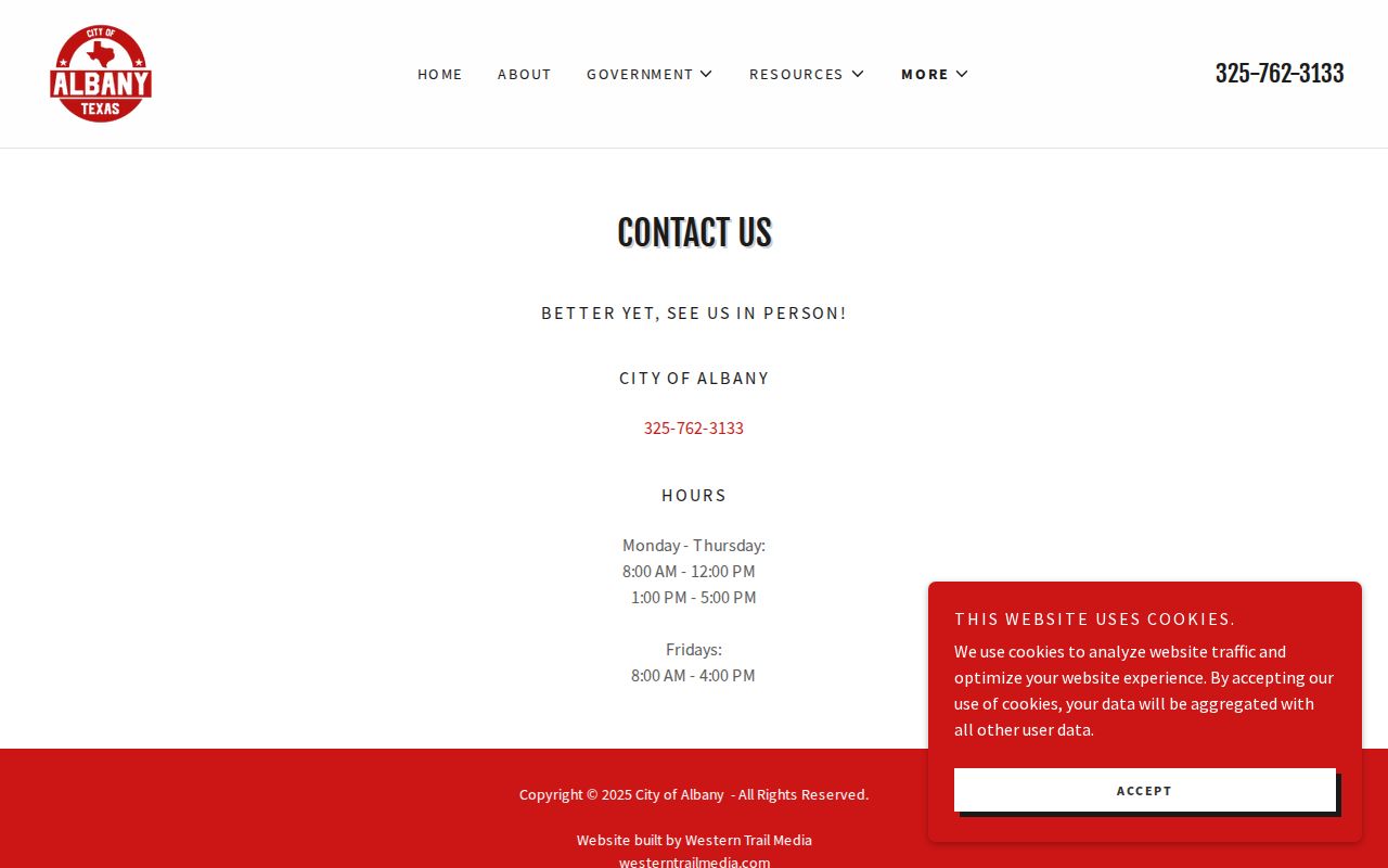 Albany contact page for municipal traffic court routing
